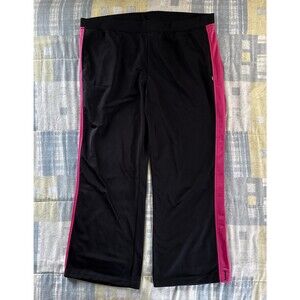 Reebok Striped Running Stretch Black /Pink Leggings Women's Sz 2XL